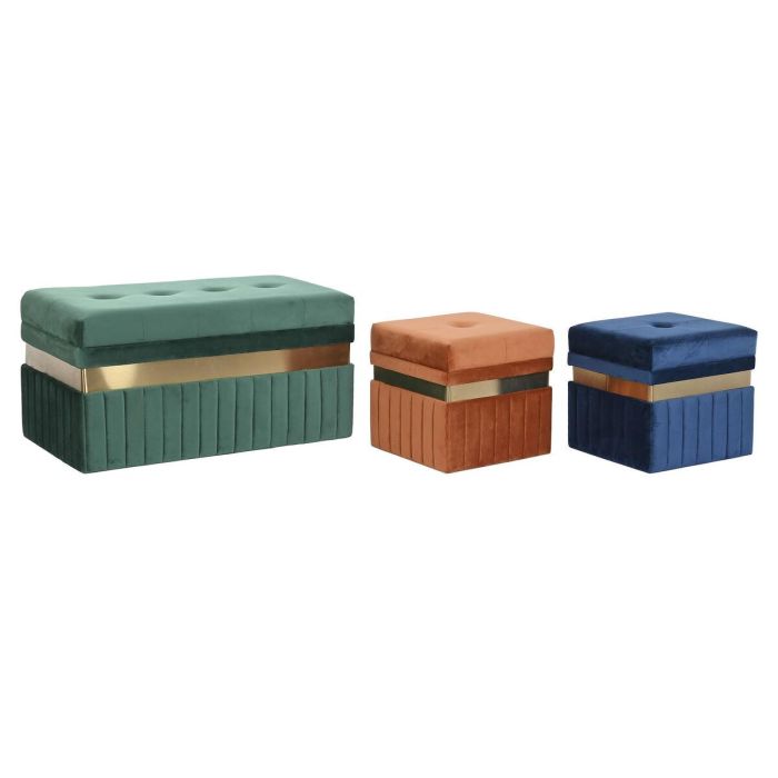 Descalzadora DKD Home Decor Verde Naranja 47 x 45 x 93 cm Set de 3