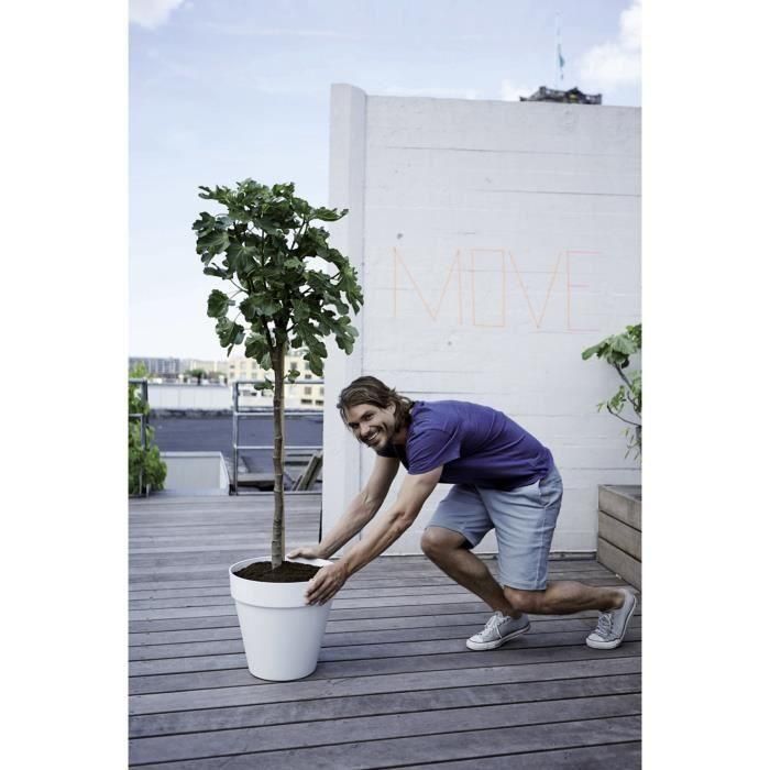 ELHO Maceta redonda con ruedas Loft Urban - Ø 50 cm - Gris cálido 2 ELHO Maceta redonda con ruedas Loft Urban - Ø 50 cm - Gris cálido 2