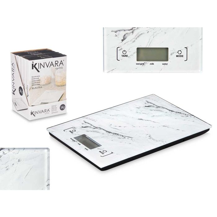 Báscula Digital Kinvara 5kg Diseño Mármol 14x20 cm (12 Unidades) Báscula Digital Kinvara 5kg Diseño Mármol 14x20 cm (12 Unidades)