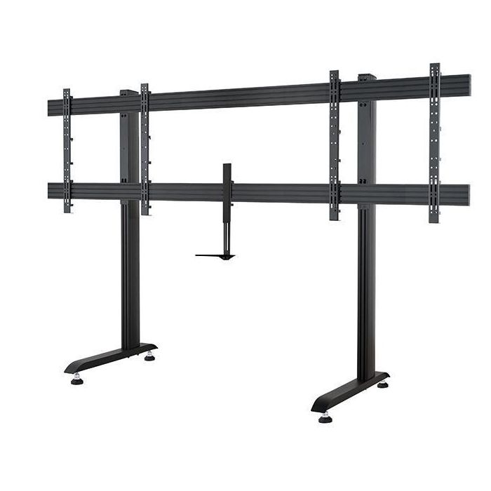 B-Tech BT8528 Soporte de Suelo Premium para Doble Pantalla XXL, Videoconferencia, VESA 1000x800, con Gestión de Cables y Ajustable