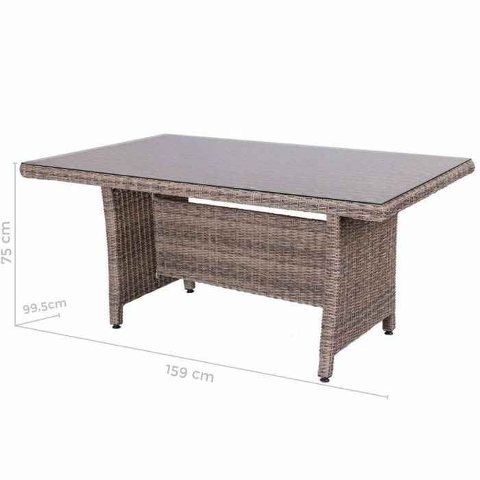 Mesa de Comedor Patsy 160 x 100 x 75 cm Cristal Ratán 1