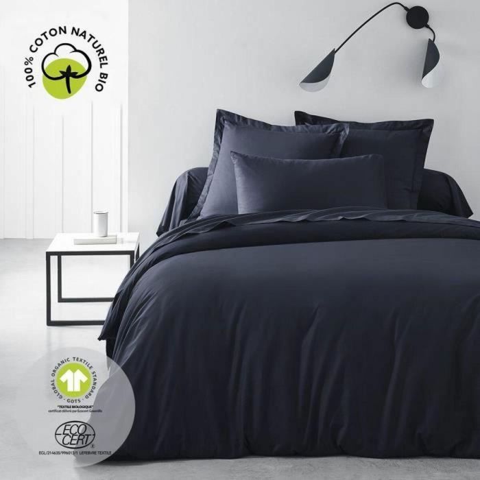 Today TOD3574643510082 Sábana Bajera Ajustable de Algodón Orgánico Azul Marino para Cama King Size 180x200x30 cm 1
