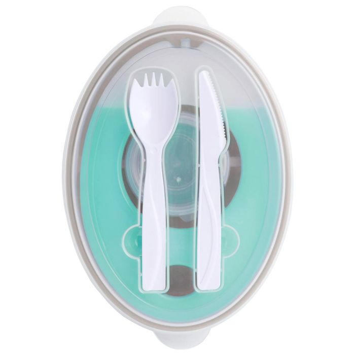 Day Fiambrera con Cubiertos y Aro Refrigerante, 1500 ml, Ideal para Llevar y Comer en Cualquier Lugar 1