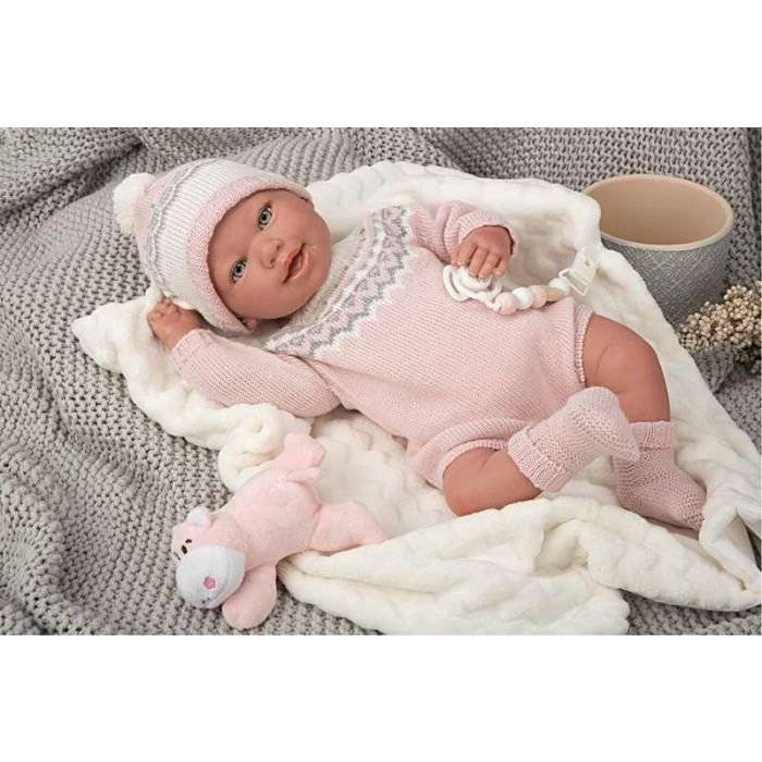 Muñeca reborn arias 45 cm anais c/manta y peluche 2