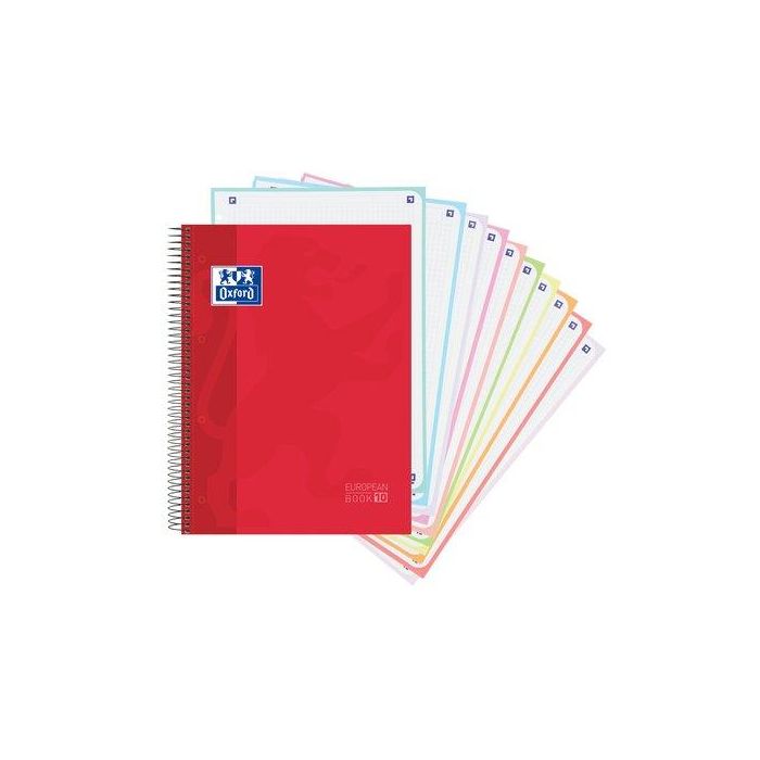 Bloc Oxford School Eu.Book 10 Micro.Tapa Extra A4+ 150H Cuadric.5X5 90G Rojo 5 unidades