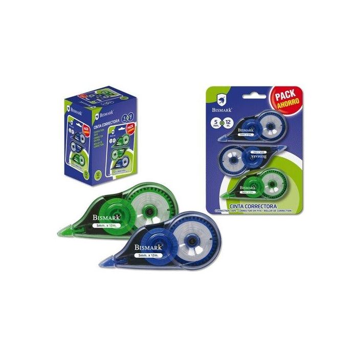 Bismark Cinta Correctora 5 mm x 12 m Pack Ahorro Blister 3 Unidades