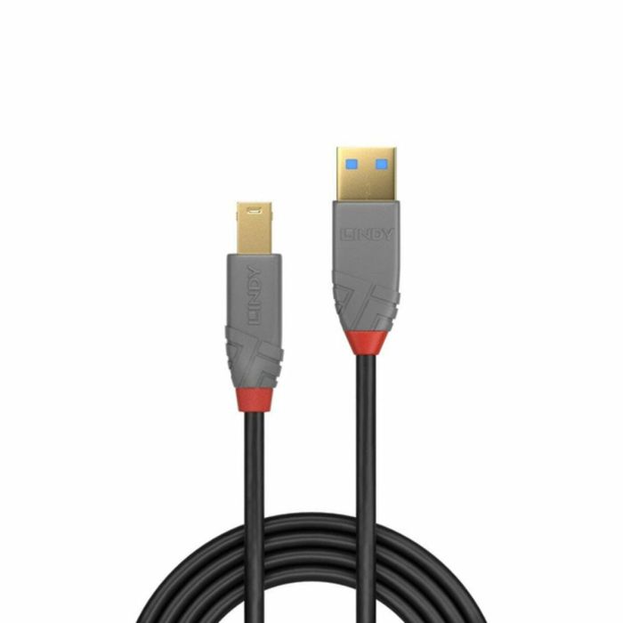 Lindy Cable USB 3.2 Gen 1 Tipo A a B 5m, 5Gbps, Anthra Line, Profesional para Conexiones AV/IT de Alto Rendimiento, Blindaje Triple y Contactos Dorados 1