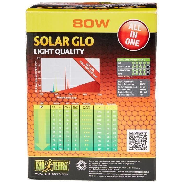 Exo Terra Solar Glo 80w Lámpara de Vapor de Mercurio Auto-balastrada para Reptiles y Anfibios, con Emisión de UVA, UVB y Calor para su Bienestar en Terrarios 3
