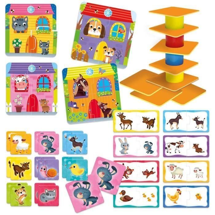 Lisciani Giochi Carotina Baby - 4 Juegos en 1: Truco, Lógica, Memo, Puzzle - 25 Piezas de Colores para Apilar - Niños y Niñas +12 Meses 1