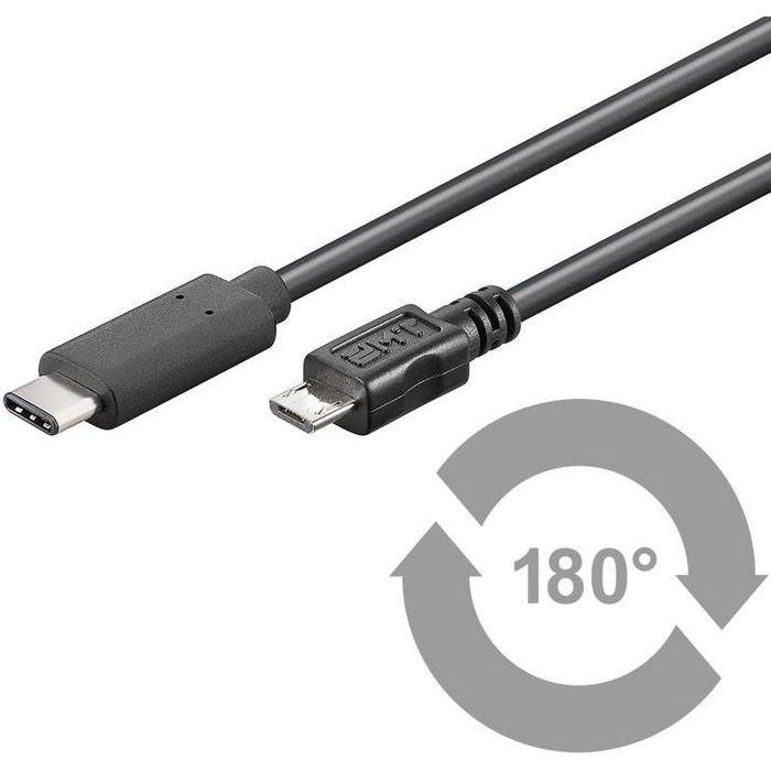 MicroConnect Cable USB-C a Micro B 2.0 de 1m, 0.48 Gbit/s para Conexión de Periféricos USB 2.0 B a Host USB-C