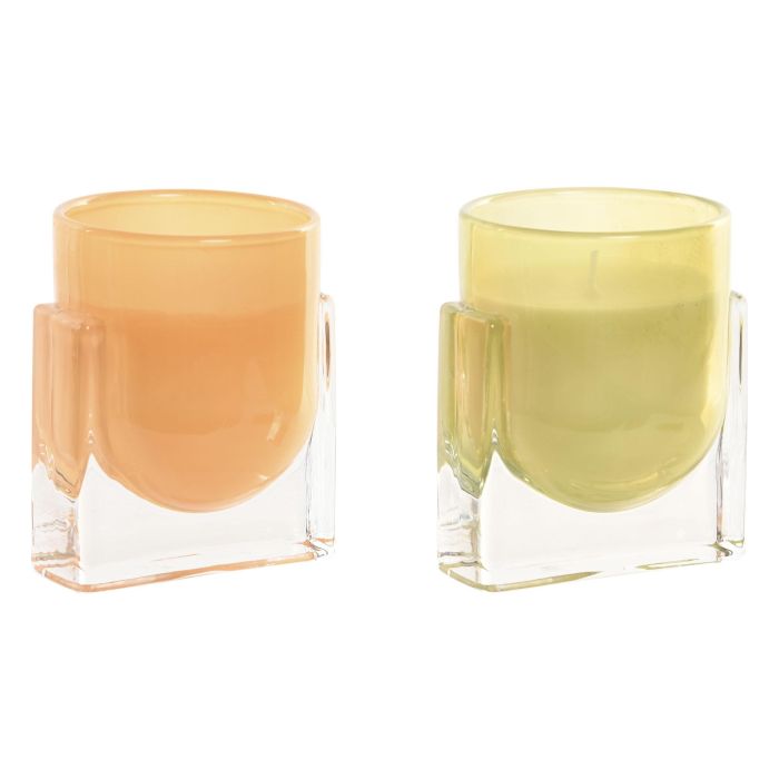 DKD Home Decor Vela Moderna de Cera y Cristal Verde Camel 7 x 10 x 8 cm (Paquete de 6 unidades)