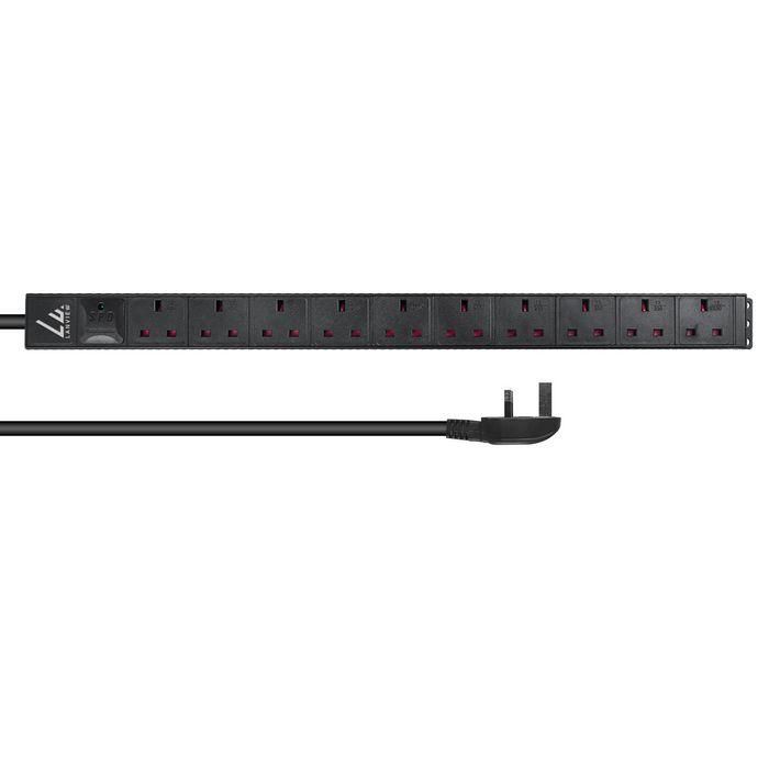 Lanview UK Rack mount power strip, 5m, 13A with 10 x UK socketsvertical PDU Lanview UK Rack mount power strip, 5m, 13A with 10 x UK socketsvertical PDU