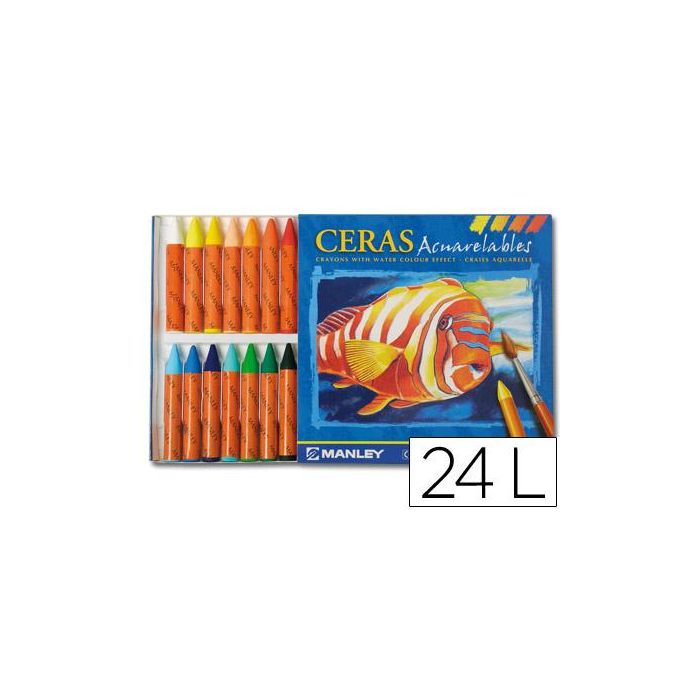 Lapices Cera Manley Acuarelable Caja De 24 Unidades Colores Surtidos