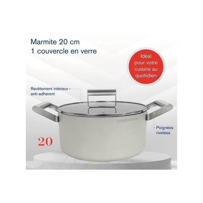 Olla - ARTHUR MARTIN - AM0063 - 20 cm con tapa - Aluminio forjado - Todas las fuentes de calor, incluida inducción + horno 1 Olla - ARTHUR MARTIN - AM0063 - 20 cm con tapa - Aluminio forjado - Todas las fuentes de calor, incluida inducción + horno 1