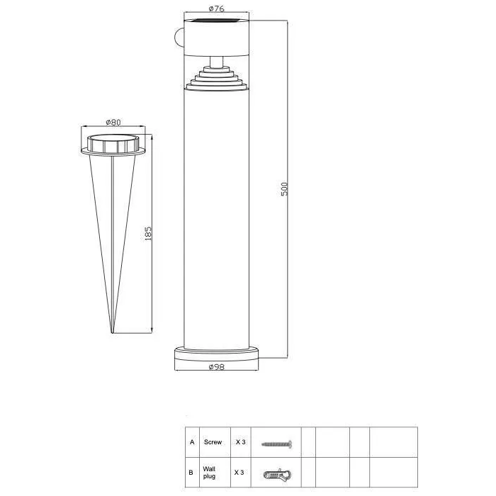Galix G4585C Baliza Solar Alta Luminosidad Acero Inoxidable con Detector H50 cm 150 Lúmenes 2