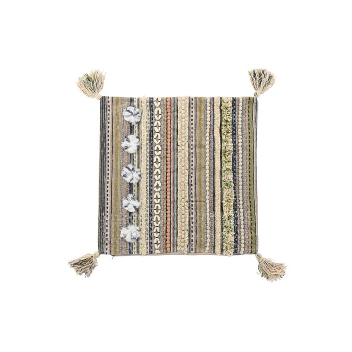 DKD Home Decor Funda Cojín de Poliéster Multicolor con Flecos y Cremallera 50x50 cm 4
