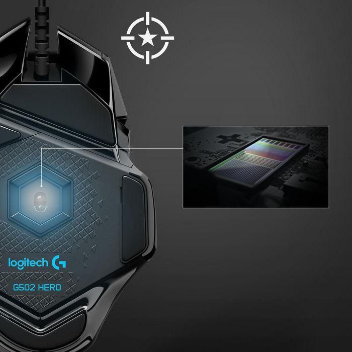 Logitech 910-005470 Ratón Gaming G502 Hero 25600 DPI RGB LIGHTSYNC, 11 Botones Programables, Peso Ajustable y Negro 2 Logitech 910-005470 Ratón Gaming G502 Hero 25600 DPI RGB LIGHTSYNC, 11 Botones Programables, Peso Ajustable y Negro 2