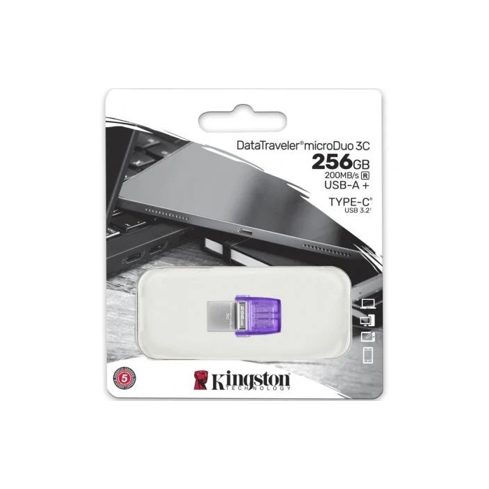 Kingston DTDUO3CG3/256GB Pendrive 256GB USB 3.2 Gen 1 Type-C y Type-A, Velocidad Lectura 200MB/s 2