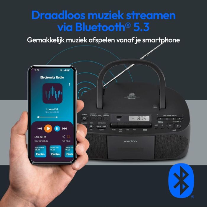 Medion MED4061275057881 Radio CD K7 FM 2x3W RMS Negra 11 Medion MED4061275057881 Radio CD K7 FM 2x3W RMS Negra 11