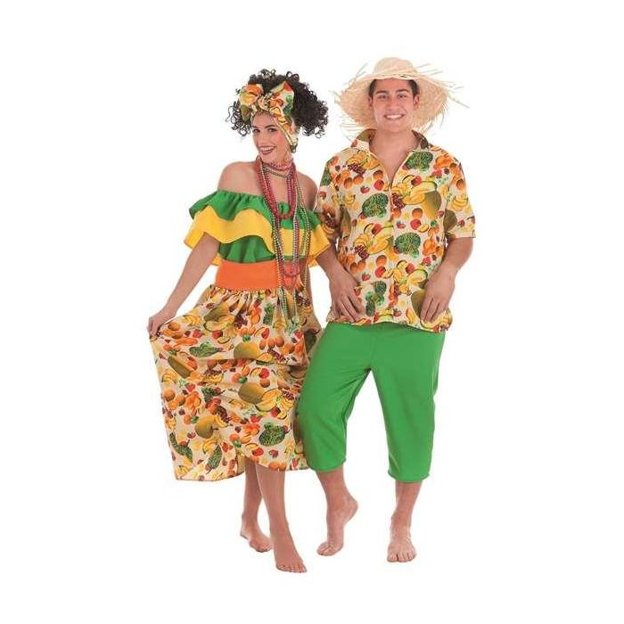 Creaciones Llopis Disfraz Adulto Cubana Frutas Talla M - Incluye Vestido, Fajín y Pañuelo