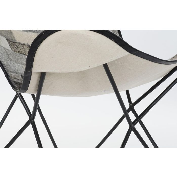 DKD Home Decor Silla Colonial Metal Piel Blanco Negro Gris Beige 70 x 90 x 74 cm 3
