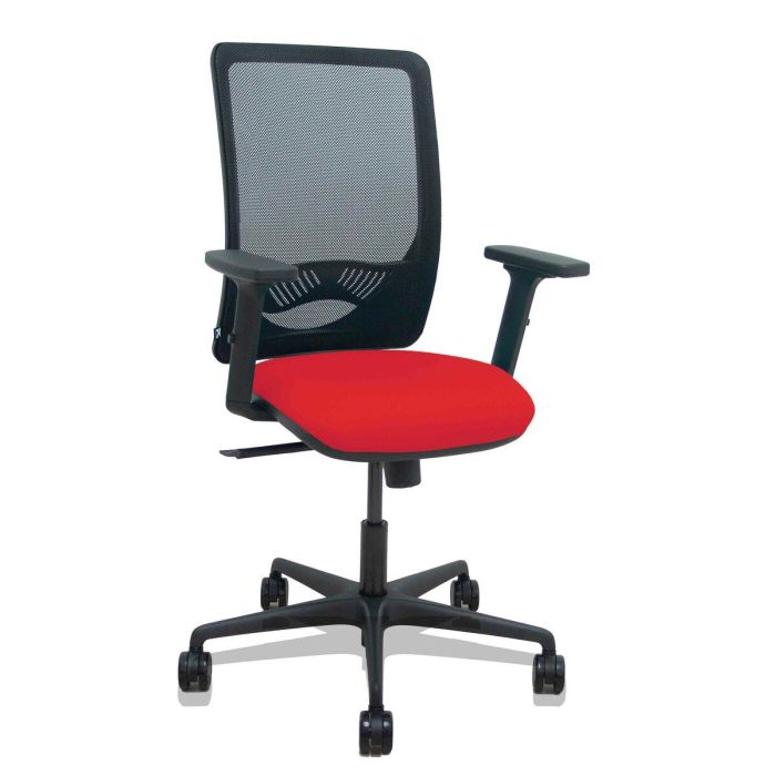 PIQUERAS Y CRESPO Silla Zulema sincro malla negra asiento bali rojo brazos 2D ruedas 65mm PIQUERAS Y CRESPO Silla Zulema sincro malla negra asiento bali rojo brazos 2D ruedas 65mm