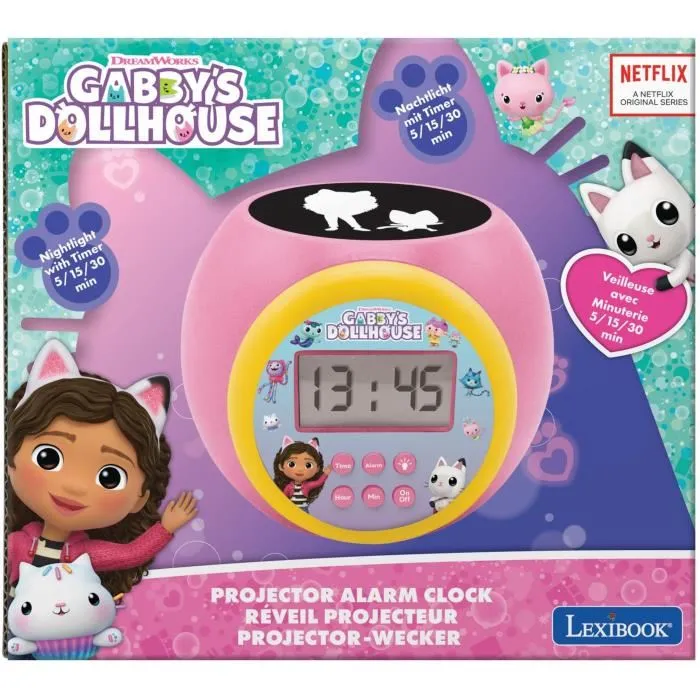 Lexibook LEX3380743105338 Gabby y la Casa Mágica Despertador Proyector 3