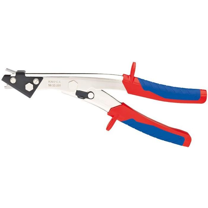 Knipex 90 55 280 Blechknabber de acero de 280 mm con mandíbula de 2.7 mm, diseño ergonómico en azul y rojo