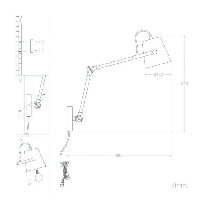 Aplique "Le Havre" SKD-W1014 Aplique de Pared Orientable para Interior Salones Dormitorios Cocinas