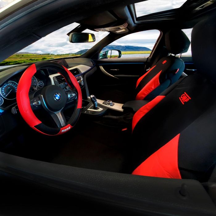 OMP Juego Fundas Asientos Coche Universal 11 Piezas Negro-Rojo OMP1035RS 5