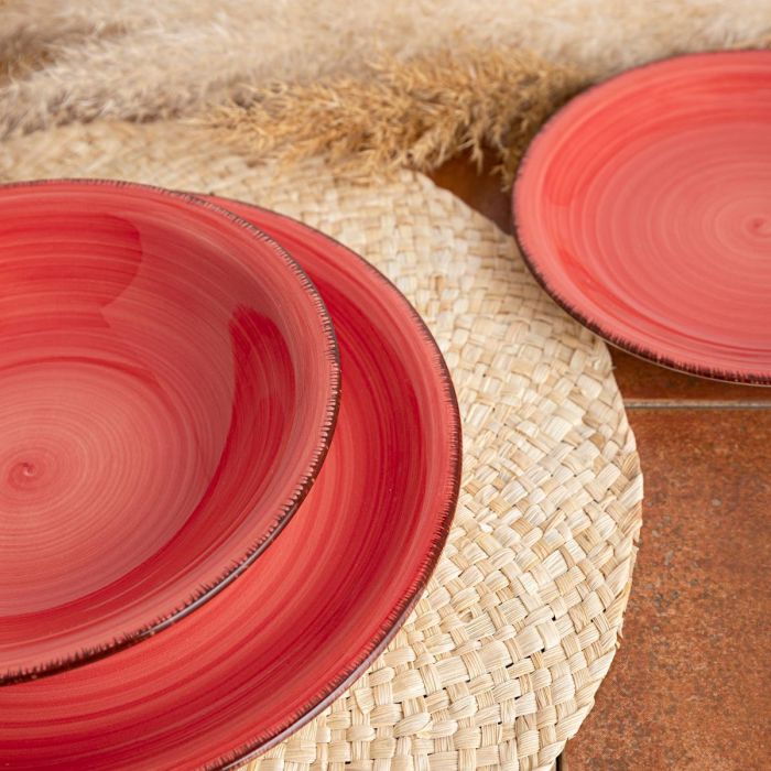 Quid Plato Postre Cerámico Coral Vita 19 cm Rojo Juego de 12 Unidades Pintado a Mano, Apto para Lavavajillas y Microondas, Apilable 3 Quid Plato Postre Cerámico Coral Vita 19 cm Rojo Juego de 12 Unidades Pintado a Mano, Apto para Lavavajillas y Microondas, Apilable 3