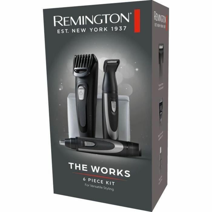 Kit para barba - REMINGTON - The Works - Recortadora autoafilable - Peine ajustable - Autonomía de batería 45 min - USB 1