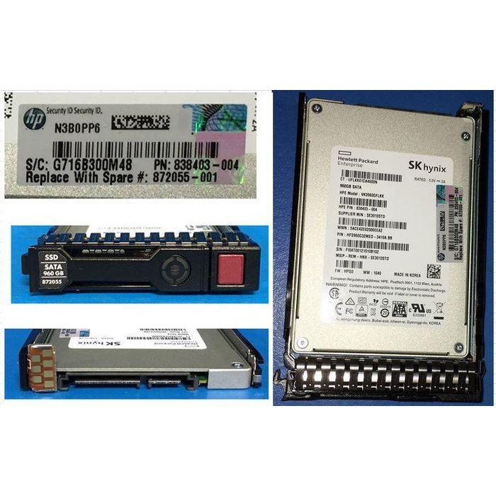 Hewlett Packard Enterprise SSD 960GB 6G SFF SATA RI-1 SC - Disco de estado sólido para sistemas HP con calificación de sustitución.