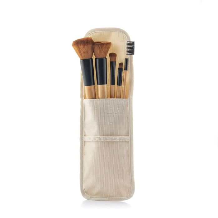 Set de Brochas de Maquillaje de Madera con Funda de Transporte Miset InnovaGoods 5 Unidades 3 Set de Brochas de Maquillaje de Madera con Funda de Transporte Miset InnovaGoods 5 Unidades 3