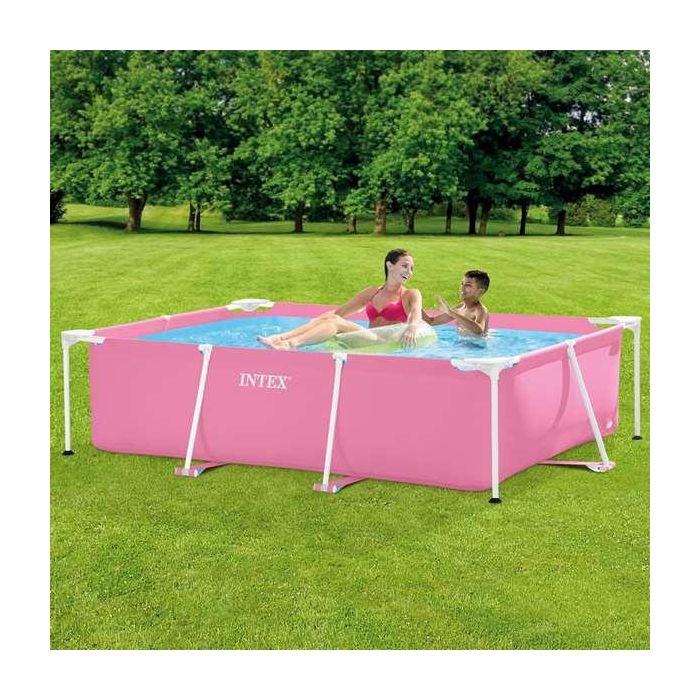 Iscina Piscina Desmontable Rectangular Small Frame Familiar Rosa 220x150x60 cm Capacidad 1662 Litros 1