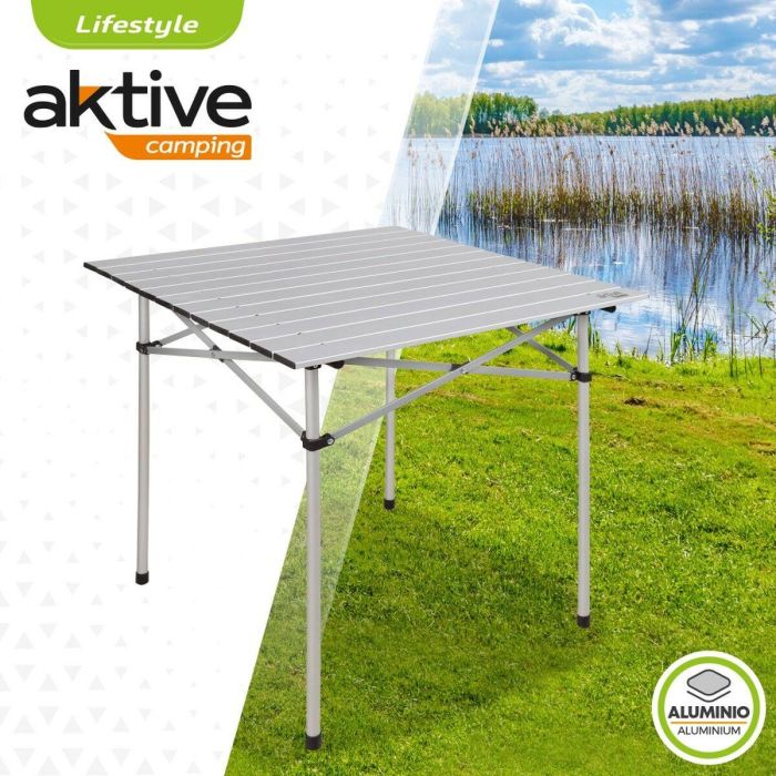 Mesa Plegable Aktive Plateado Aluminio 70 x 70 x 70 cm (4 Unidades) 3