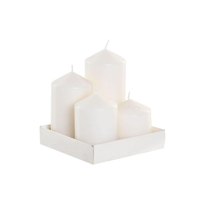 DKD Home Decor Vela Básicos de Cera Blanca 14x16x14 cm, Juego de 4 Velas Decorativas para Hogar con Duración de 35 a 60 Horas 4