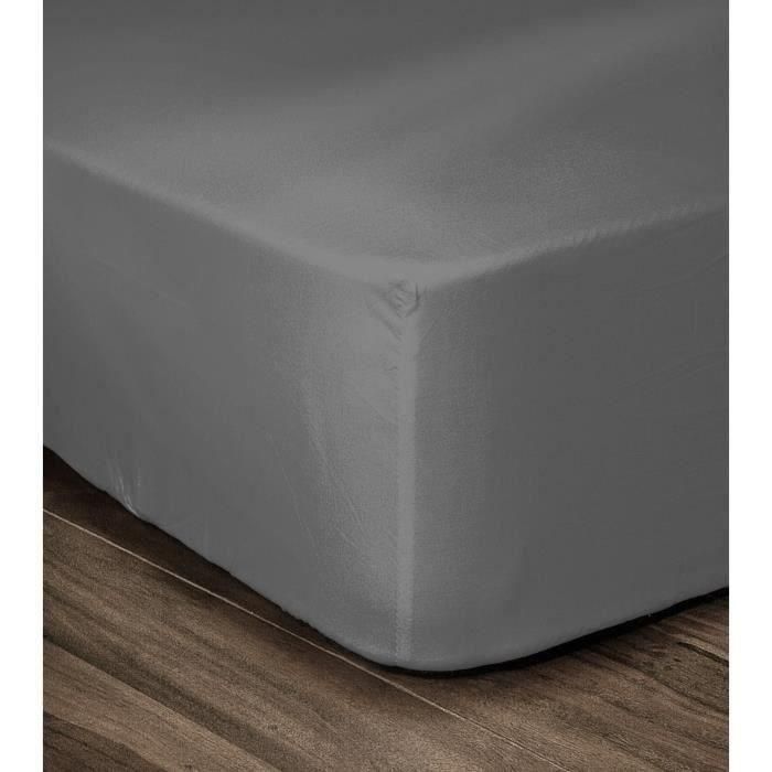 LOVELY HOME Sábana ajustable 100% Algodón 180x200cm - Gorro 35cm - Gris oscuro 1 LOVELY HOME Sábana ajustable 100% Algodón 180x200cm - Gorro 35cm - Gris oscuro 1