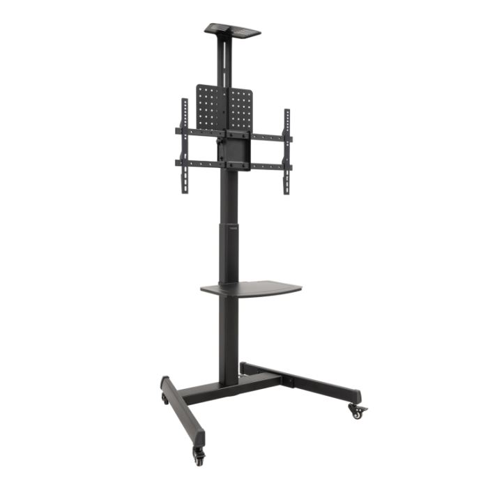 TooQ FS1184M-B Soporte de Suelo con Ruedas Inclinable y Giratorio para TV 37-70" hasta 70kg VESA 600x400 Negro, con bandejas