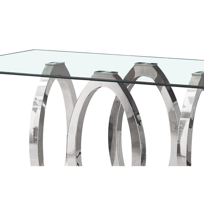 Mesa de Comedor Home ESPRIT Acero Cristal Templado 160 x 90 x 76 cm 1