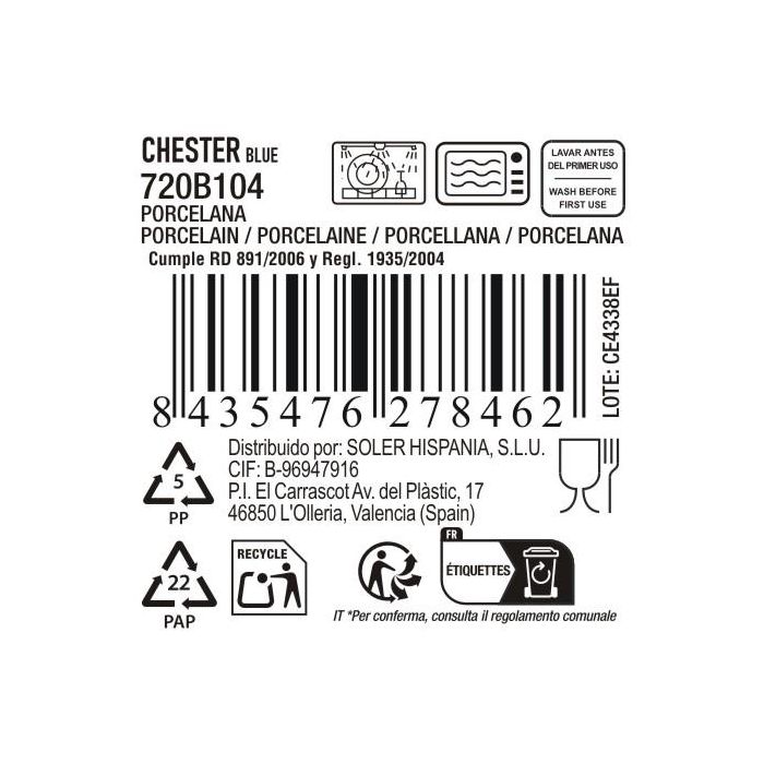 La Mediterranea Bandeja Oval Chester Blue 36 x 20.5 cm (6 Unidades) La Mediterranea Bandeja Oval Chester Blue 36 x 20.5 cm (6 Unidades)