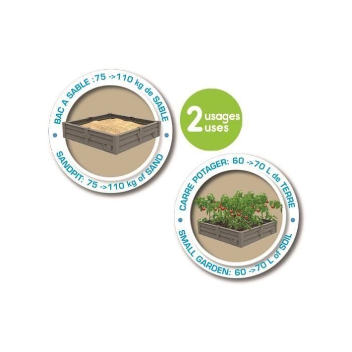 Smoby Bac Square Garden 2 en 1: Patch de vegetales de arena y cuadrado - 76x76cm - Tarpaulina fundada suministrada 2 Smoby Bac Square Garden 2 en 1: Patch de vegetales de arena y cuadrado - 76x76cm - Tarpaulina fundada suministrada 2