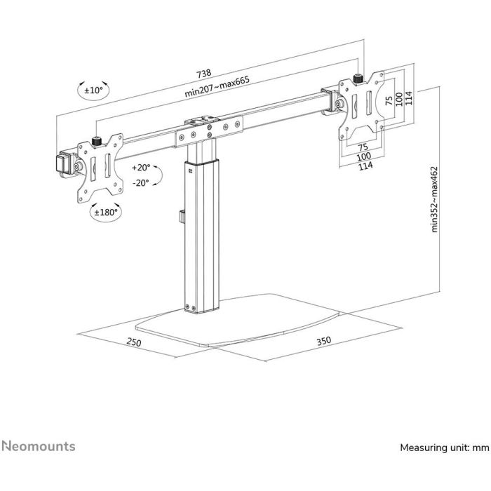 Neomounts FPMA-D865DBLACK Soporte de Escritorio para 2 Monitores 10-27" con Resorte de Gas, VESA 100x100mm, Ajustable, Negro 6 Neomounts FPMA-D865DBLACK Soporte de Escritorio para 2 Monitores 10-27" con Resorte de Gas, VESA 100x100mm, Ajustable, Negro 6