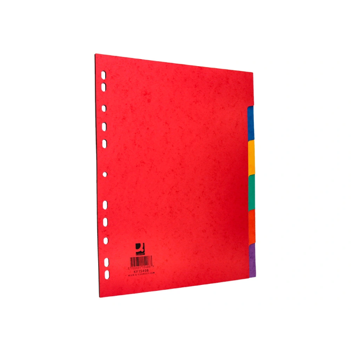 Q-connect Juego de 6 separadores cartulina brillo DIN A4+ multitaladro 4