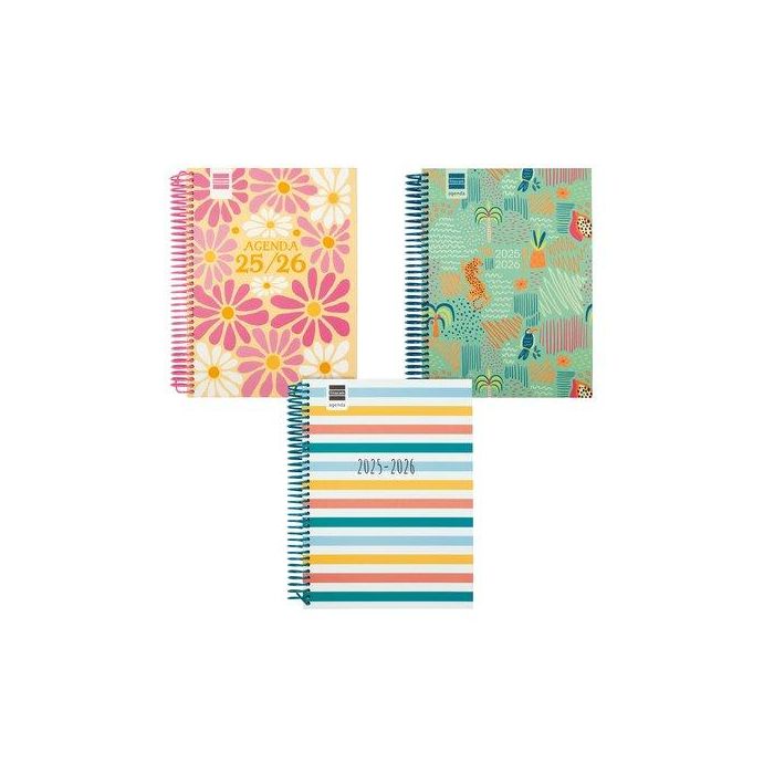 Agenda Escolar (2025-26) Finocam Diva Espiral Tapa Extradura D/P 4º 155X212 Surtido Pack De 6