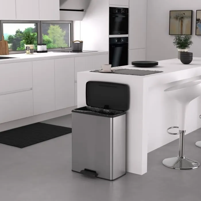 Curver Cubo de basura rectangular DECO BIN 65L Gris metalizado 49 x 29 x 61 cm CUR3253924839967 3