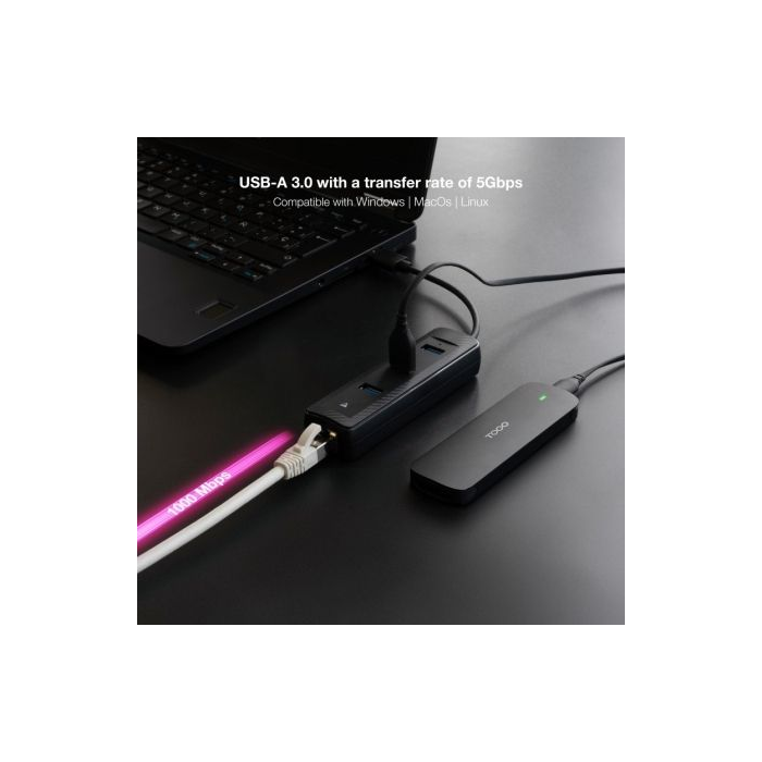 Hub USB 3.0 Nanocable 10.16.4604/ 3xUSB/ 1xRJ45/ Negro 3 Hub USB 3.0 Nanocable 10.16.4604/ 3xUSB/ 1xRJ45/ Negro 3
