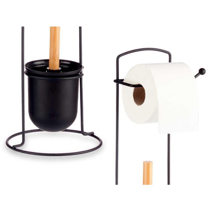 Portarrollo Metal Escobilla Bambu Negro Berilo 17X57CM (6 Unidades) 2 Portarrollo Metal Escobilla Bambu Negro Berilo 17X57CM (6 Unidades) 2