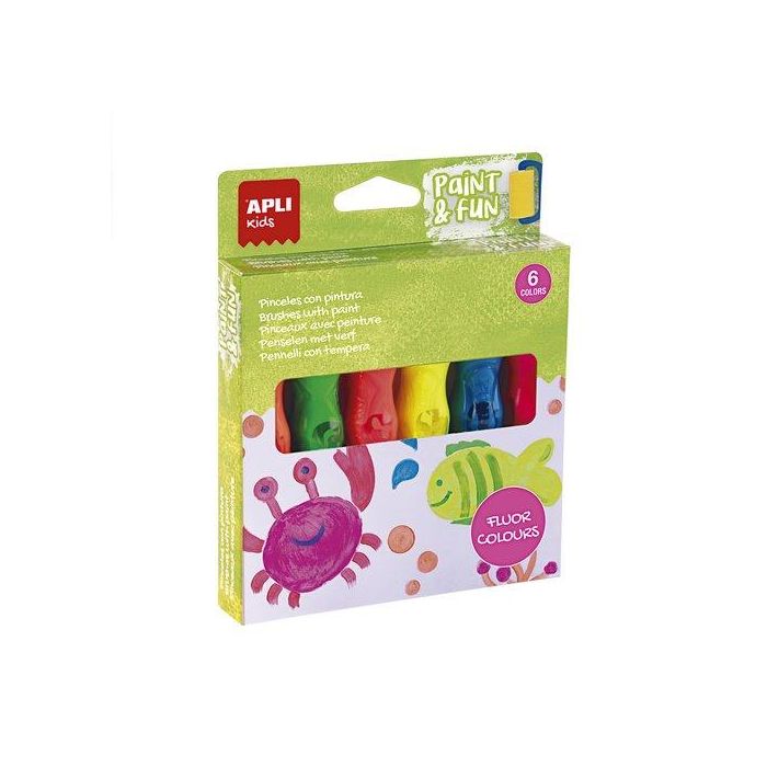 Tempera Apli En Tubo Con Pincel 14Ml. Colores Neon Estuche De 6
