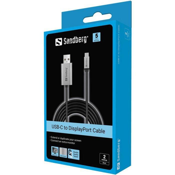 Sandberg USB-C to DisplayPort Cable 2M 2 Sandberg USB-C to DisplayPort Cable 2M 2